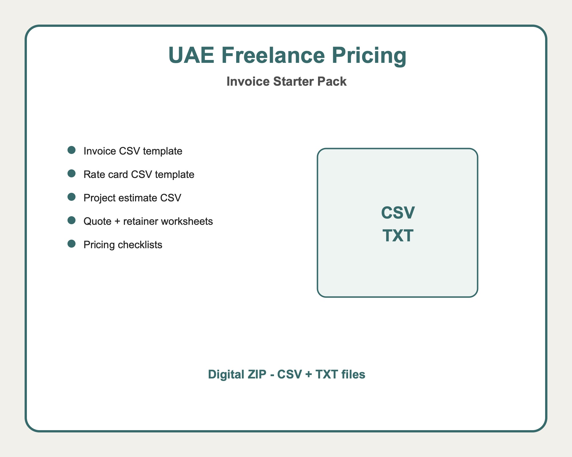 UAE Freelance Pricing and Invoice Starter Pack cover preview